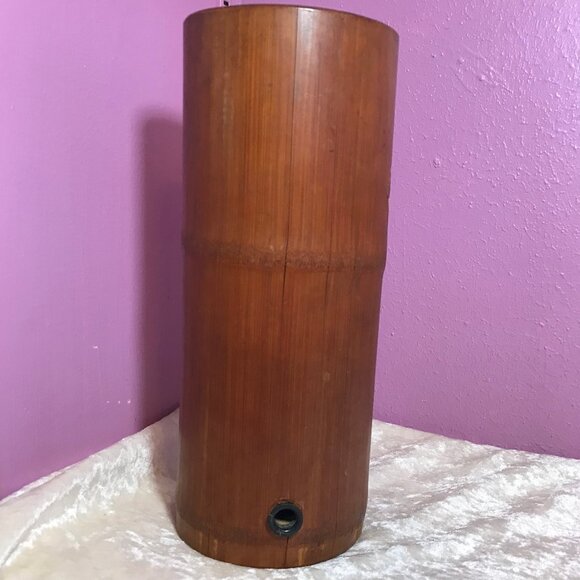 Vintage MCM Mid-Century Modern Wood Lamp * Hand Carved Fishing Water Boat Trees - Picture 10 of 13